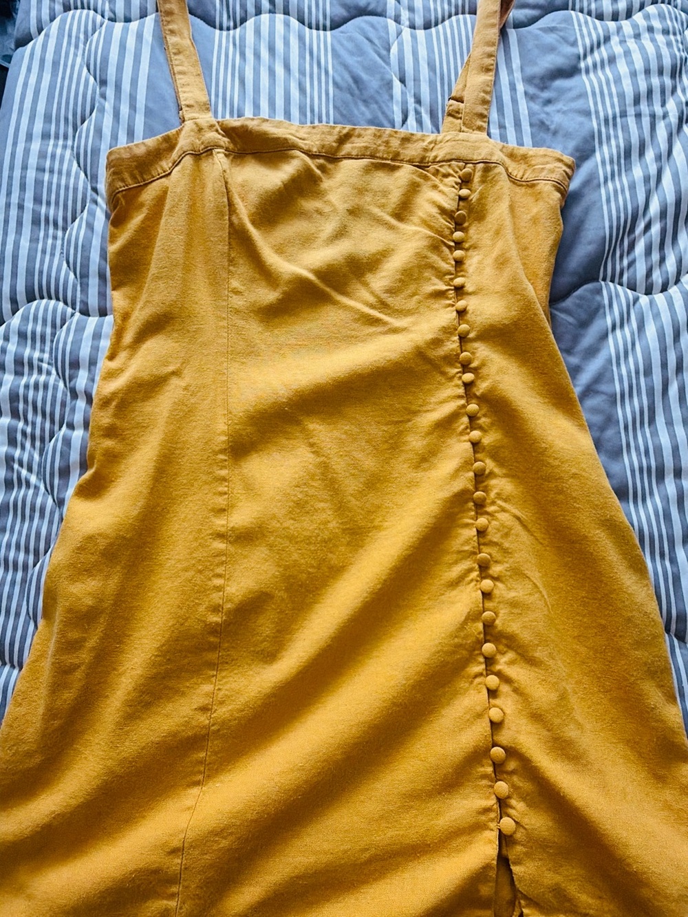 Makeup Forever Mustard Yellow Mini Dress with Button Front Detail